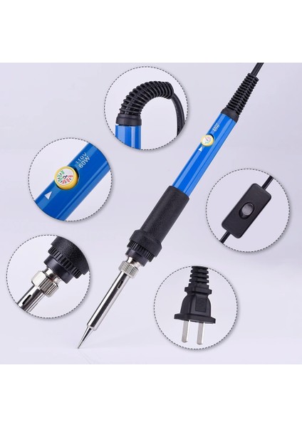 Siyah 60W 220V, Ab Qh Yeni Elektrikli Havya Ayarlanabilir Sıcaklık Anahtarı ile 60W 80W 220V 110V Kaynak Lehim Rework Istasyonu Tamir Araçları (Yurt Dışından) modelleri