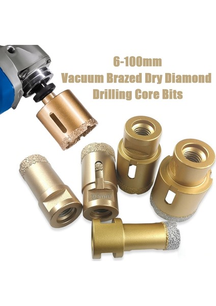 25MM M14 Konu 6-100MM Vakum Kaynaklı Elmas Delme Çekirdek Uçları Porselen Karo Matkap Uçları Mermer Taş Duvar Açıcı Delik Testere (Yurt Dışından)