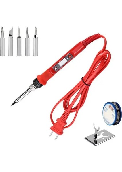 Kırmızı Set-2 220V Ab Tak Elektrikli Havya Kiti 80W 110/220V Ab/abd Dijital Sıcaklık Ayarlanabilir Kaynak Aracı Lehim Teneke Demir Ipuçları Araçları (Yurt Dışından)
