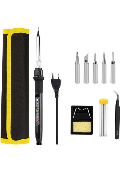 Kırmızı Set-2 220V Ab Tak Elektrikli Havya Kiti 80W 110/220V Ab/abd Dijital Sıcaklık Ayarlanabilir Kaynak Aracı Lehim Teneke Demir Ipuçları Araçları (Yurt Dışından)