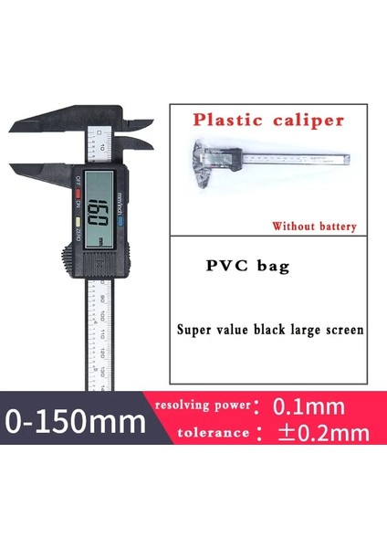 Stil 1 Kumpas Aracı Dijital Kalibratör Dijital Kalibre Vernier Plastik Kumpas Kalınlık Ölçer Derinlik Elektronik Cetvel (Yurt Dışından)