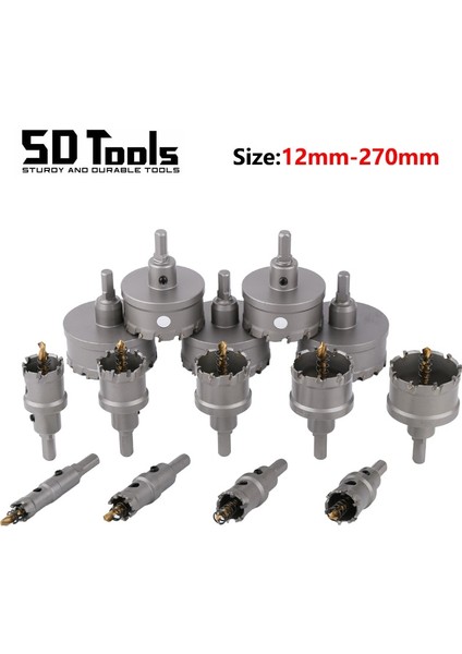 22MM Tct Delik Testere 12-270MM Tungsten Karbür Ucu Delik Testere Matkap Ucu Paslanmaz Çelik Demir Plaka Metal Işleme Kesici Sondaj Araçları (Yurt Dışından)
