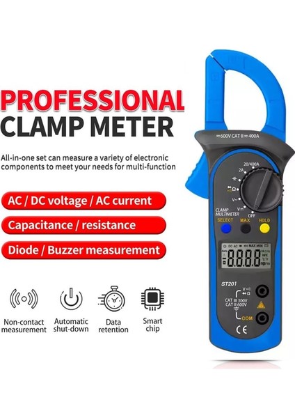 Mavi Aneng ST201 Dijital Kelepçe Multimetre Direnç Ohm Test Cihazı Ac Dc Kelepçe Ampermetre Transistör Test Cihazları Voltmetre D Kontak Lcr Metre (Yurt Dışından) fırsatları