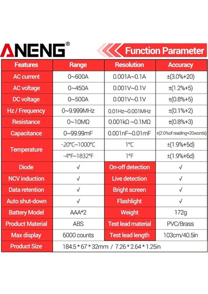 ST193 Aneng ST193 Pens Metre Yüksek Hassasiyetli True Rms Dijital 6000 Sayım Multimetre Ac/dc Akım Voltmetre Otomatik Aralığı Test Cihazı (Yurt Dışından) fırsatları