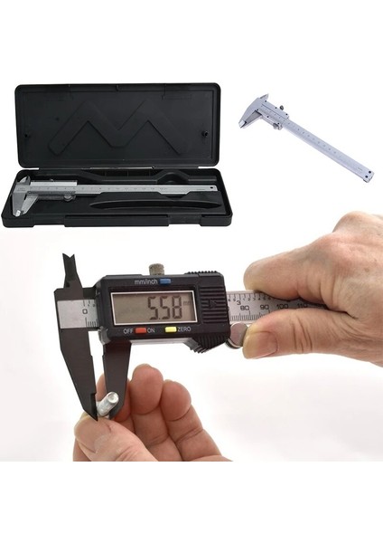 Metal Kumpas 6 Inç 150MM Dijital Kumpas Elektronik Sürmeli Kumpas 150MM Kaliper Mikrometre Dijital Cetvel Ölçme Aracı 150MM 0.1mm (Yurt Dışından)