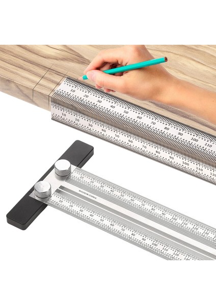 300MM Yüksek Hassasiyetli Ölçekli Cetvel Paslanmaz Ağaç Işleme Kazıma Işareti Çizgi Ölçer Marangoz Ölçme Aracı Işaretleme T Tipi Delik Cetvel (Yurt Dışından) fiyatları