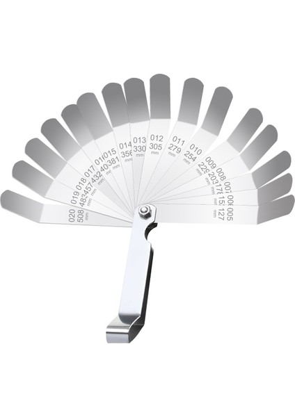 Gümüş Boşluk Gage Feeler Ölçer 0.127-0.508MM Metrik Paslanmaz Çelik Yüksek Hassasiyetli Monolitik Vana Fişi Kalınlık Ölçer Ölçme Aracı (Yurt Dışından)