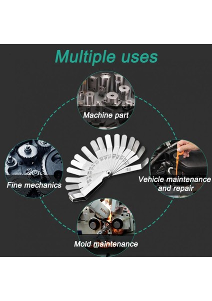 Gümüş Boşluk Gage Feeler Ölçer 0.127-0.508MM Metrik Paslanmaz Çelik Yüksek Hassasiyetli Monolitik Vana Fişi Kalınlık Ölçer Ölçme Aracı (Yurt Dışından)