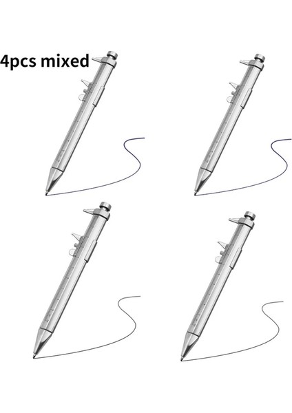 4 Adet Karışık Çok Fonksiyonlu Kumpas Kalem 0-100 Sürmeli Kumpas Rulo Tükenmez 1.0mm Plastik Öğrenci Kırtasiye Hediye Ölçme Aletleri (Yurt Dışından)