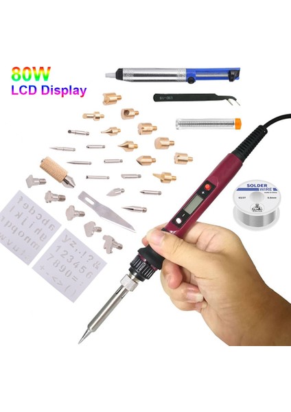 3-Brülör 30 Adet-R Abd 80W Profesyonel Pyrography Kalem Seti Pyrograph Ahşap Brülör Ayarlanabilir Havya Seti LCD Kaynak Makinesi Dıy Elektrikli Aletler (Yurt Dışından) modelleri