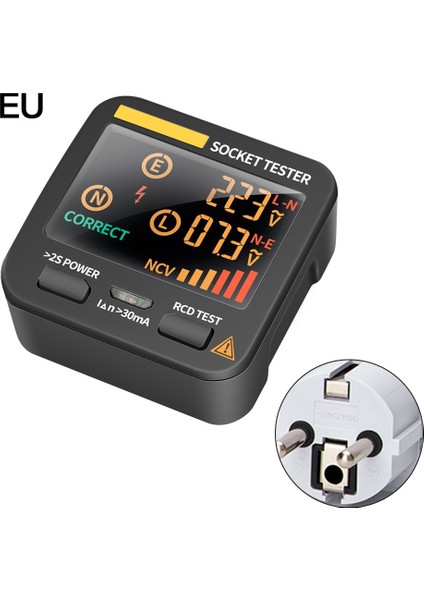 Au Fişau Fiş Dijital Soket Adaptörü Toprak Sıfır Hattı Faz Kontrolü Ncv LCD Ekran Soket Gerilim Test Cihazı Au Fiş (Yurt Dışından)