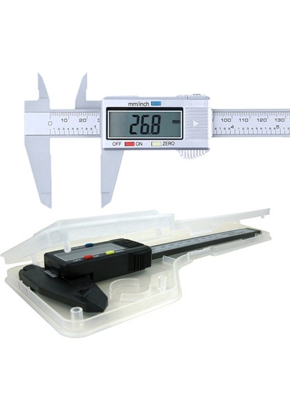 Gümüş Dijital LCD Sürmeli Kumpas Plastik Karbon Fiber 150MM 0.1mm Cetvel Ölçme Aracı Şerit 6 Inç Ölçer Elektronik Sürmeli Kumpas (Yurt Dışından)