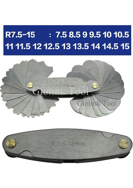 R15-25MM Yarıçap Mastar Ölçer Fileto Seti R1-6.5/r7-14.5/ R15-25 / R26-80MM Iç Bükey Dışbükey Yay Ucu Iç Dış Mastarlar (Yurt Dışından) fiyatları