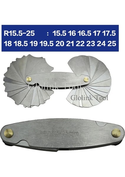 R15-25MM Yarıçap Mastar Ölçer Fileto Seti R1-6.5/r7-14.5/ R15-25 / R26-80MM Iç Bükey Dışbükey Yay Ucu Iç Dış Mastarlar (Yurt Dışından) fırsatları