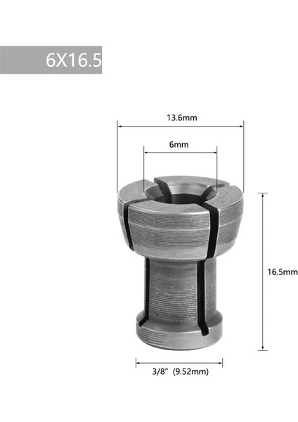6X16.5 Pens Chuck Adaptörü Somun Gravür Kırpma Makinesi Aynaları Giyotin Elektrikli Freze Ucu Pensetler 10/9.5/8/6.35/6mm (Yurt Dışından)