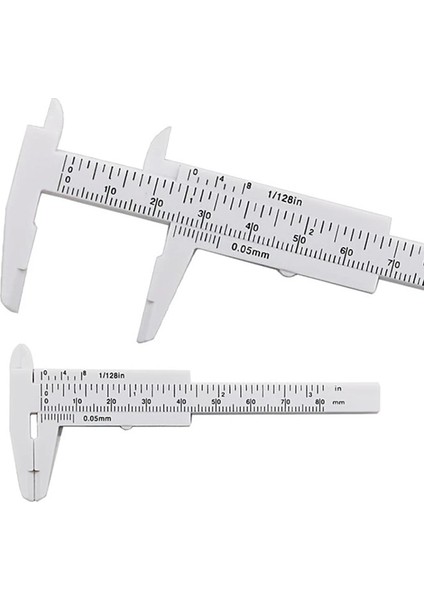 Beyaz 0-80MM Sürgülü Sürmeli Kumpas Plastik Ölçer Kumpas Çift Ölçekli Cetvel Takı Ölçüm Okul Öğrenci Ölçme Aracı (Yurt Dışından)
