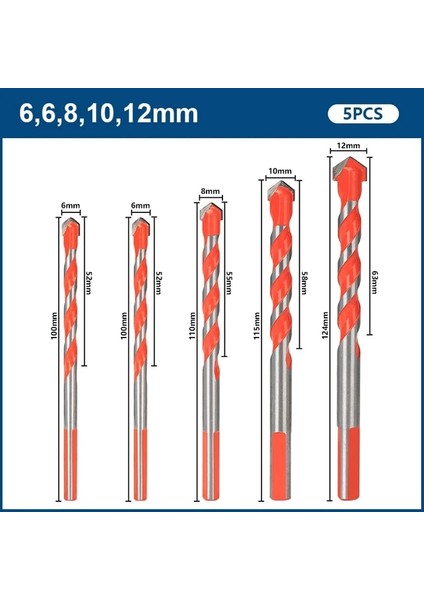 5 Adet 6-12MM Xcan Matkap Ucu Çok Fonksiyonlu Üçgen Matkap Seramik Karo, Beton, Duvar, Metal Ahşap Delme Delik Kesici Cam Matkap Ucu (Yurt Dışından)