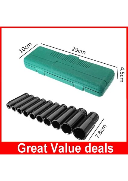 10-24 Lokma Seti 1/2 Inç Sürücü 6 Noktalı Darbeli Lokma Seti 10 Parçalı Metrik Boyutlar 10-24MM Karbon Çelik Darbeli Lokma Seti, Saklama Kutulu (Yurt Dışından)