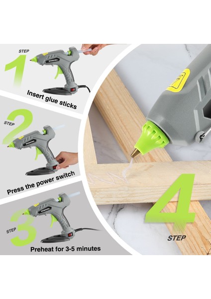 W099033A 60W, Ab Workkro 60W Sıcak Tutkal Tabancası Hızlı Ön Isıtma Isı Aracı ile 20PC Tutkal Çubuğu 10CM Ev Dıy Ev Aletleri El Sanatları Araçları (Yurt Dışından) fiyatları
