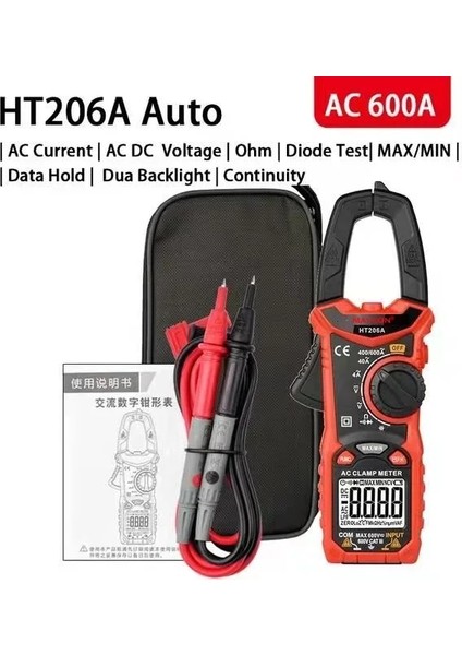 HT206A Mayilon HT206A HT206B HT206D 600A Ac/dc Gerilim Akımını Ölçmek Için Dijital Pens Metre Ncv Sıcaklık Voltmetre Multimetre (Yurt Dışından)