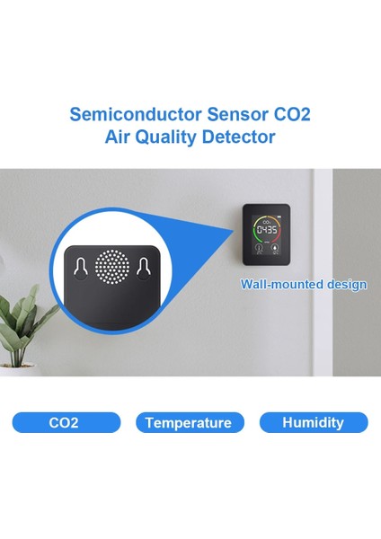 Siyah Çok Fonksiyonlu LCD Dijital Sıcaklık Nem Test Cihazı Karbon Dioksit Gaz Sayacı (Yurt Dışından)