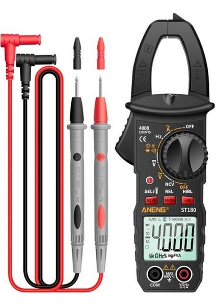 Siyah ST180 Kelepçe Multimetre Dijital 4000 Sayım Ac/dc Akım Kelepçesi Ampermetre Gerilim Test Cihazı Araba Amp Hz Kapasite Ncv Ohm Test Cihazı (Yurt Dışından)