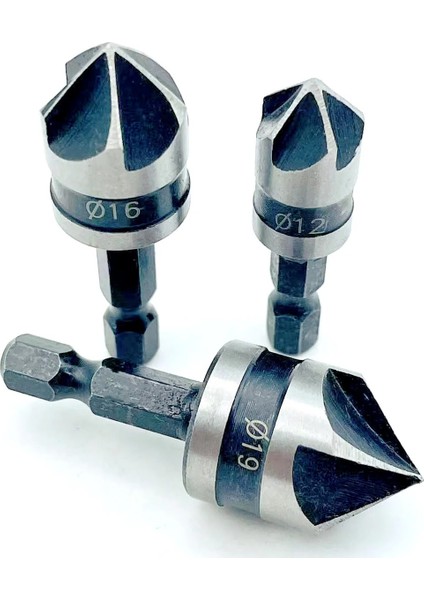 1 Adet 16MM Altıgen 1 Adet 82 Derece Pah Matkap Ucu Seti 12/16/19MM 5 Flüt Ağaç Işleme Matkap Ucu Kesici Havşa Matkap Ucu Seti Metal Delme (Yurt Dışından)