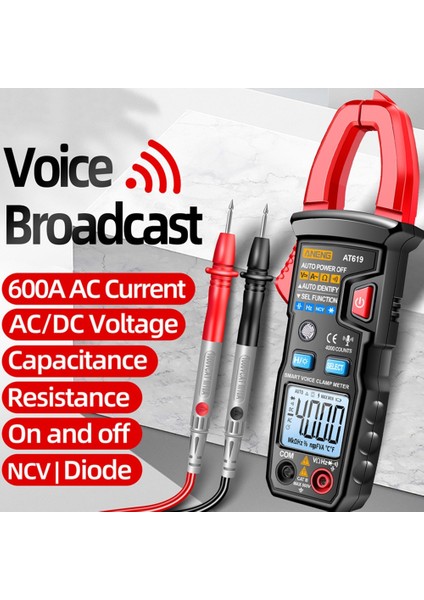 Çince Ses AT619 Dijital Ses Yayını Multimetre Profesyonel Ac Pens Metre Dc/ac Gerilim Test Cihazı Hz Kapasite Ncv Ohm Test Cihazı Araçları (Yurt Dışından) fiyatları