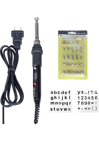 908S Kit 2 80W 220V, Eu Jcd 80W Gravür Kalemi Elektrikli Havya Ahşap Yakma Kiti Flipping Kelime Kabartma Pirografi Aracı Zanaat 28PC Ipucu Seti 908S (Yurt Dışından)