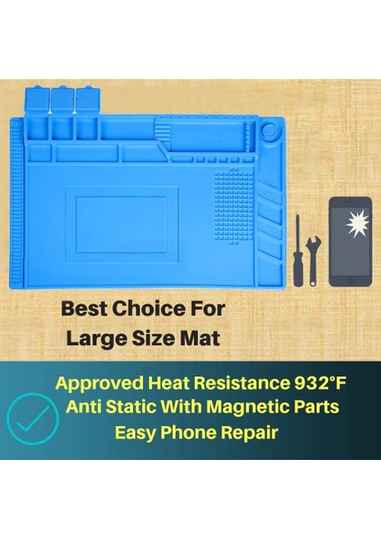 200X300MM Set Esd Isıya Dayanıklı 932℉ Lehimleme Mat Iş Araçları Bilgisayar Telefonu Tamir Takımı Çalışma Tamir Pedi Isıya Dayanıklı Bakım Platformu (Yurt Dışından)