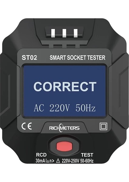 ST02 Au Fiş Dijital Priz Test Cihazı Ac Gerilim Testi Topraklama Sıfır Elektrik Devre Kesici Bulucu Hat Fişi Polarite Faz Pro Ab/abd/ingiltere Gfcı (Yurt Dışından)