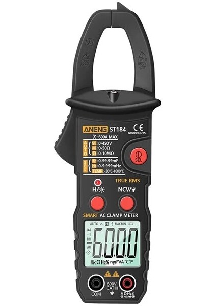 ST182 Siyah Aneng PN200 Dijital Pens Metre Dc/ac 600A Multimetre Ampermetre 4000 Sayım Profesyonel Ncv Ohm Araba Hz Kapasite Test Ölçer (Yurt Dışından)