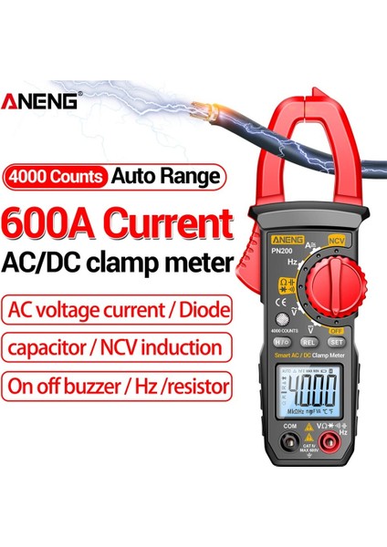 ST182 Siyah Aneng PN200 Dijital Pens Metre Dc/ac 600A Multimetre Ampermetre 4000 Sayım Profesyonel Ncv Ohm Araba Hz Kapasite Test Ölçer (Yurt Dışından) modelleri