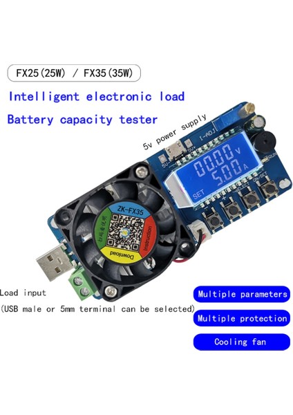 ZK-FX25 4A/5A Elektronik Yük Akımı Gerilim Güç Test Cihazı Sabit Akım USB Koruması LCD Hd Ekran Ayarlanabilir Direnç Boşaltıcı (Yurt Dışından) fiyatları