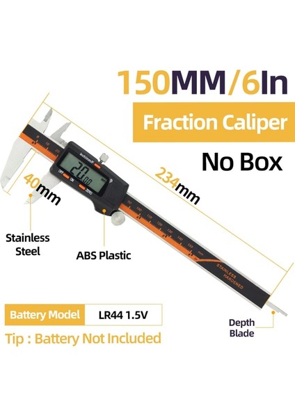 Kesir Kumpas Sürmeli Kumpas Metal Kumpaslar Mekanik Mikrometre Cetvel Karbon Çelik Kumpas Ok Çelik Ölçer Derinlik Ölçme Aletleri 0-150MM (Yurt Dışından)