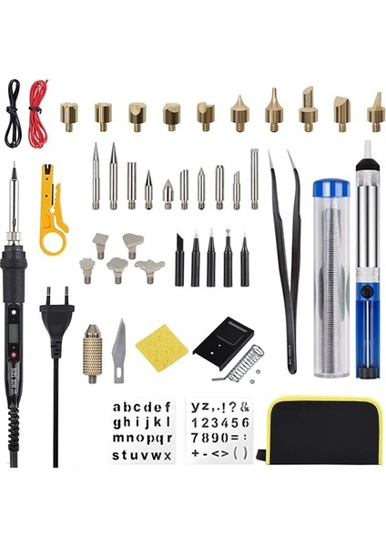 908S-33 80W 220V, Ab Jcd 44 Adet Elektrikli Havya Ahşap Yakma Kiti Lehimleme Ağaç Yakma Kabartma Oyma Pyrography Kalem Seti Lehimleme Ipuçları (Yurt Dışından)