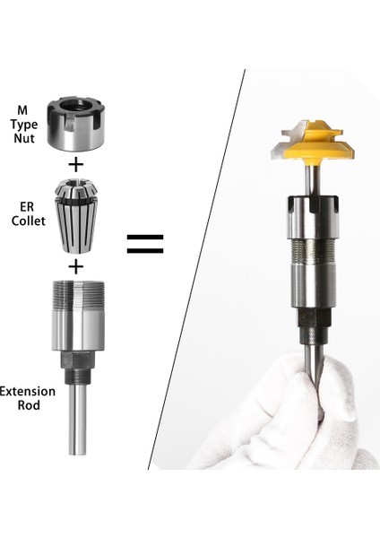 8 ER20-12 1/4 "8mm 1/2" Shank Er Yönlendirici Bit Uzatma Çubuğu Pens Oyma Makinesi Uzatma Freze Kesici Ahşap (Yurt Dışından) modelleri