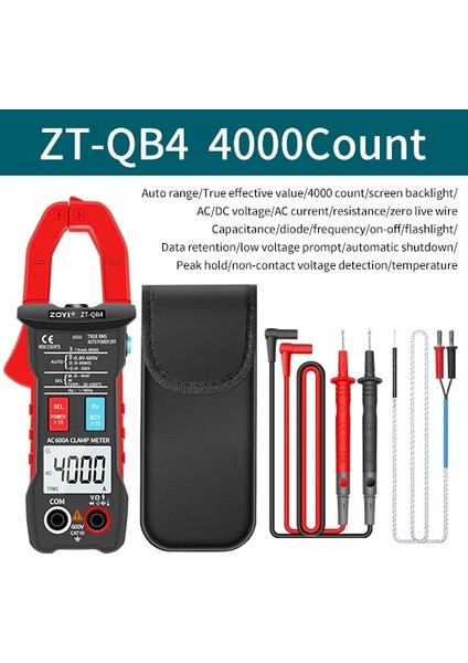 Zt-Qb4 Zoyı Dijital Pens Metre 600A Akım True Rms Akıllı Pense Ampermetre Otomatik Rang 6000 Multimetre Dc Ac Gerilim Hz Ohm Ncv Test Cihazı (Yurt Dışından)