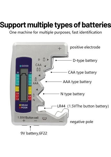 Gümüş Piller Test Cihazı Dijital Kapasite Evrensel Düğme Lithum N /AAA/CAA/D/1.5V Hücre Pilleri Test Cihazı Checker BT168 Güç (Yurt Dışından) fırsatları