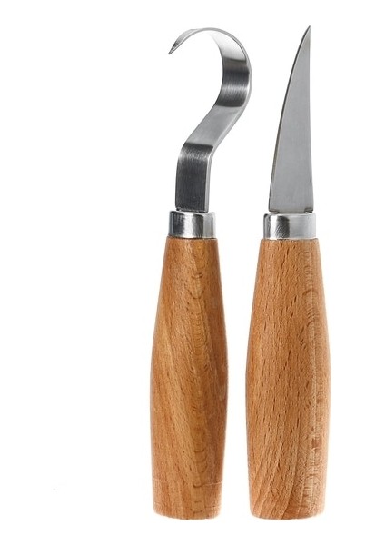 2 Adet Ahşap Oyma Bıçağı Keski Ağaç Işleme Kesici El Aleti Seti Ahşap Oyma Soyma Heykel Kaşık Kancalı (Yurt Dışından)