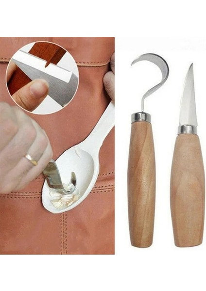 2 Adet Ahşap Oyma El Keski Ahşap Oyma El Aletleri Kaşık Ahşap Oyma Bıçağı (Yurt Dışından) fiyatları