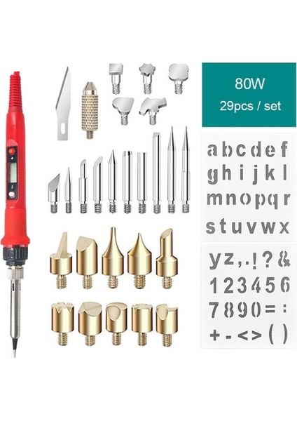 Kırmızı Abd Profesyonel Ahşap Pyrograph Havya 80 W LCD Ekran Pyrography Gravür Brülör Kalem Şablonları Isı ile Ahşap Yazmak Için (Yurt Dışından)