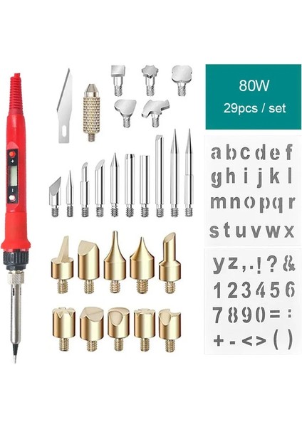 Kırmızı Abd Profesyonel Ahşap Pyrograph Havya 80 W LCD Ekran Pyrography Gravür Brülör Kalem Şablonları Isı ile Ahşap Yazmak Için (Yurt Dışından)