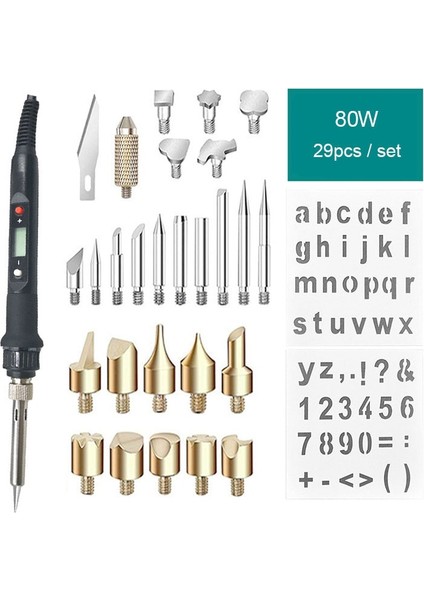 Kırmızı Abd Profesyonel Ahşap Pyrograph Havya 80 W LCD Ekran Pyrography Gravür Brülör Kalem Şablonları Isı ile Ahşap Yazmak Için (Yurt Dışından)