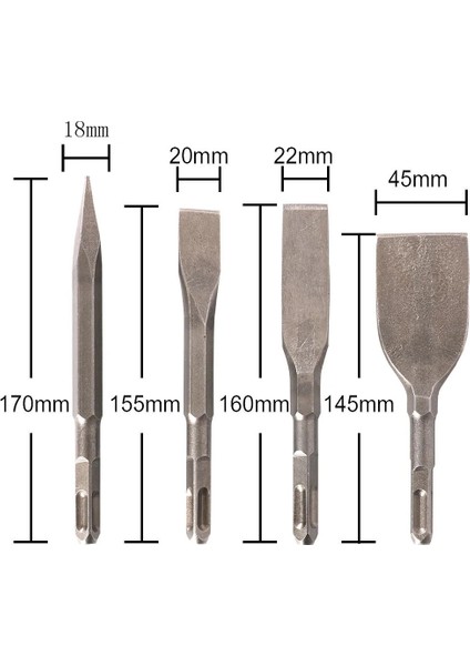 18X170MM 4 Adet Keski Set Noktası Oluk Gouge Düz Keski Elektrikli Darbeli Matkap Ucu Kırma Beton Tuğla Duvar Delme (Yurt Dışından) modelleri