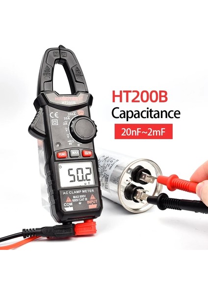 HT200A Temel Akım Pens Metre Profesyonel Dijital Multimetre Habotest Mini Amp Pinza Amperimetriaca Kapasite Transistör Test Cihazı HT200 (Yurt Dışından)