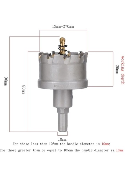 39MM Tct Delik Testere 12-270MM Tungsten Karbür Ucu Delik Testere Matkap Ucu Paslanmaz Çelik Demir Plaka Metal Işleme Kesici Sondaj Araçları (Yurt Dışından) fiyatları