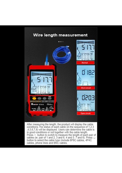 3 Adet Id Haritalama Aracı Yenı ET618 Ağ Kablosu Test Cihazı, LCD Ekran Analogları Dijital Arama Poe Test Kablosu Eşleştirme Elektrikli Aletler Aksesuarları (Yurt Dışından) fırsatları