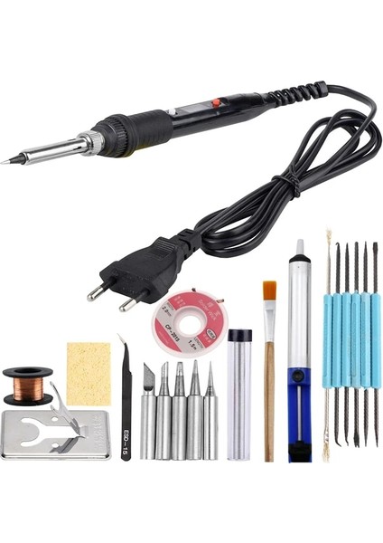 Set-6 110V Us Plug 80W Ayarlanabilir Sıcaklık Elektrikli Havya Demir Ucu ile Lehim Sökme Pompası Seramik Isı LCD Weldingtool Aksesuarları (Yurt Dışından)