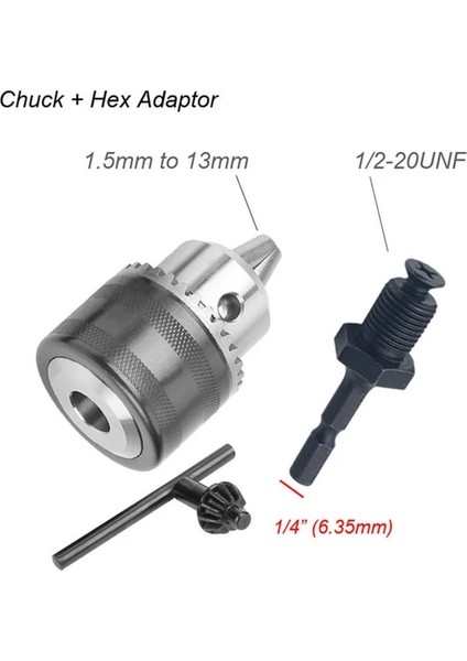 B 1.5-13MM Dönüştürücü 1/2 "-20UNF Matkap Chuck Konu Adaptörü Darbeli Sürücü Anahtarı Matkap Ucu Adaptörü Sınıf 3-Çene Matkap Chuck (Yurt Dışından)